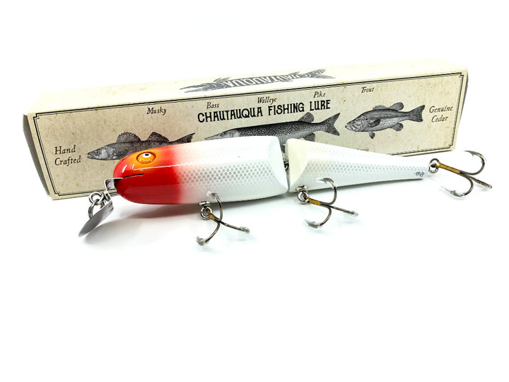 Jointed Chautauqua 8" Minnow Musky Lure Red Head White Scale 2020 Color