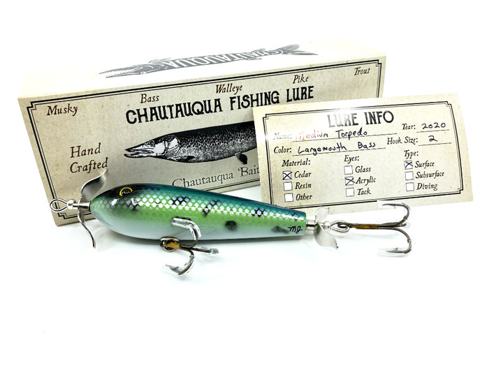 Chautauqua Special Order Wooden Medium Torpedo in Largemouth Bass Color 2020