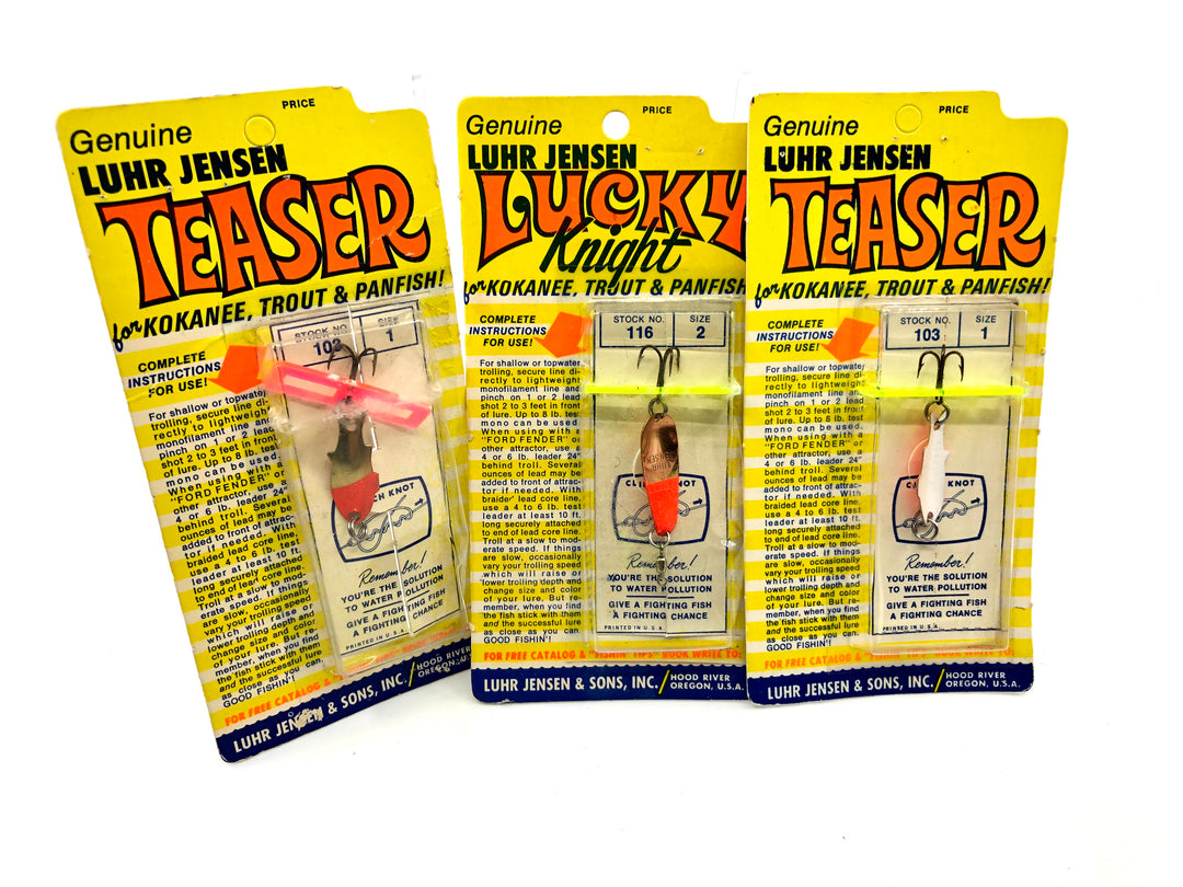 Luhr-Jensen Teaser Lot of Three on Card Old Stock