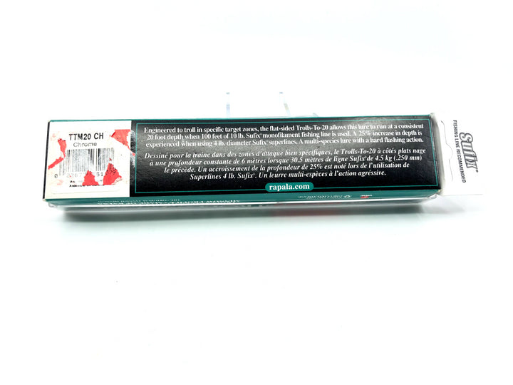 Rapala Trolls-To Minnow 20 TTM-20 CH Chrome Color New in Box Old Stock