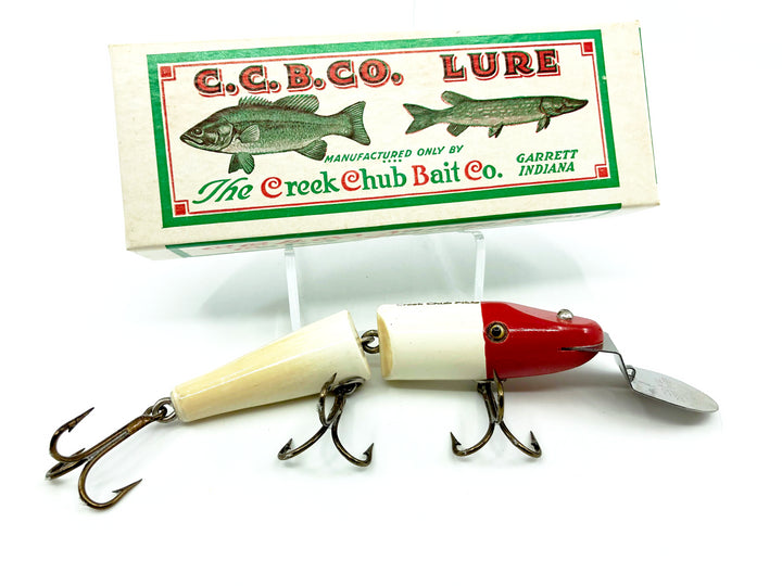 Creek Chub 2602DD Deep Diving Jointed Pikie Red Head White Color with Box
