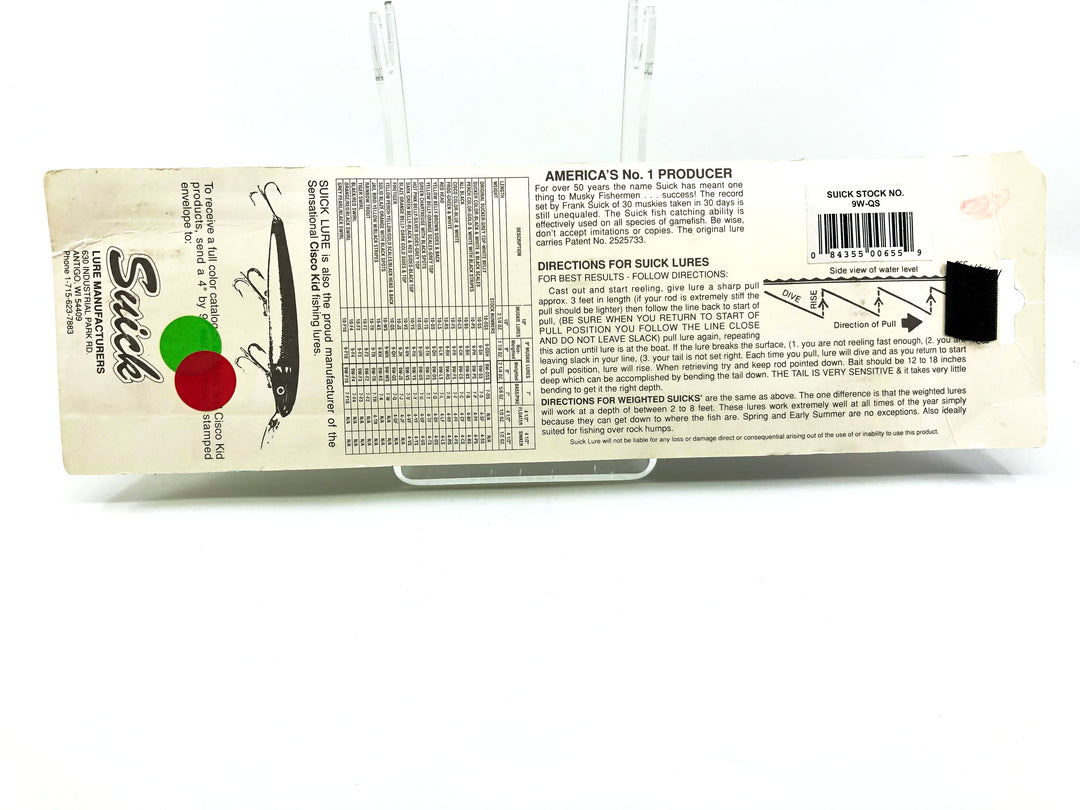Suick 9" Weighted Thriller Yellow Perch Gold Scales Black Head & Top Color 9W-QS New on Card Old Stock