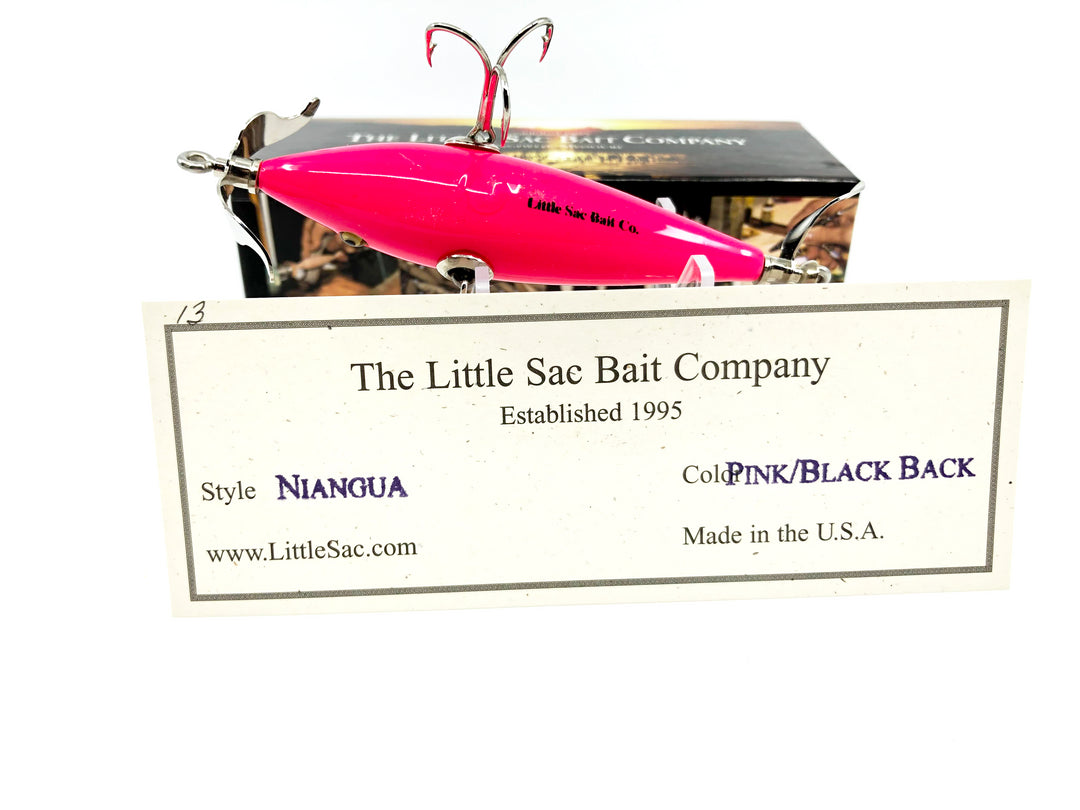 Little Sac Bait Company Niangua Minnow Pink / Black Back Hot Pink 2008 Color Signed Box 65/145