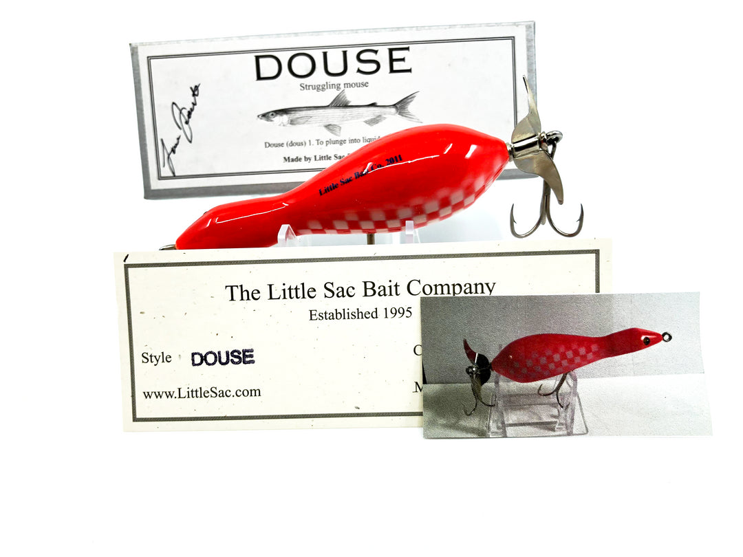 Little Sac Bait Company Douse (Struggling Mouse) Red Checkered Color Signed Box