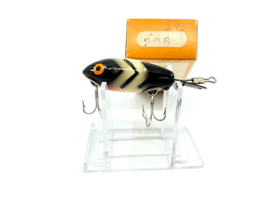 Vintage Wooden Bomber 206 White Black Ribs Color with Box