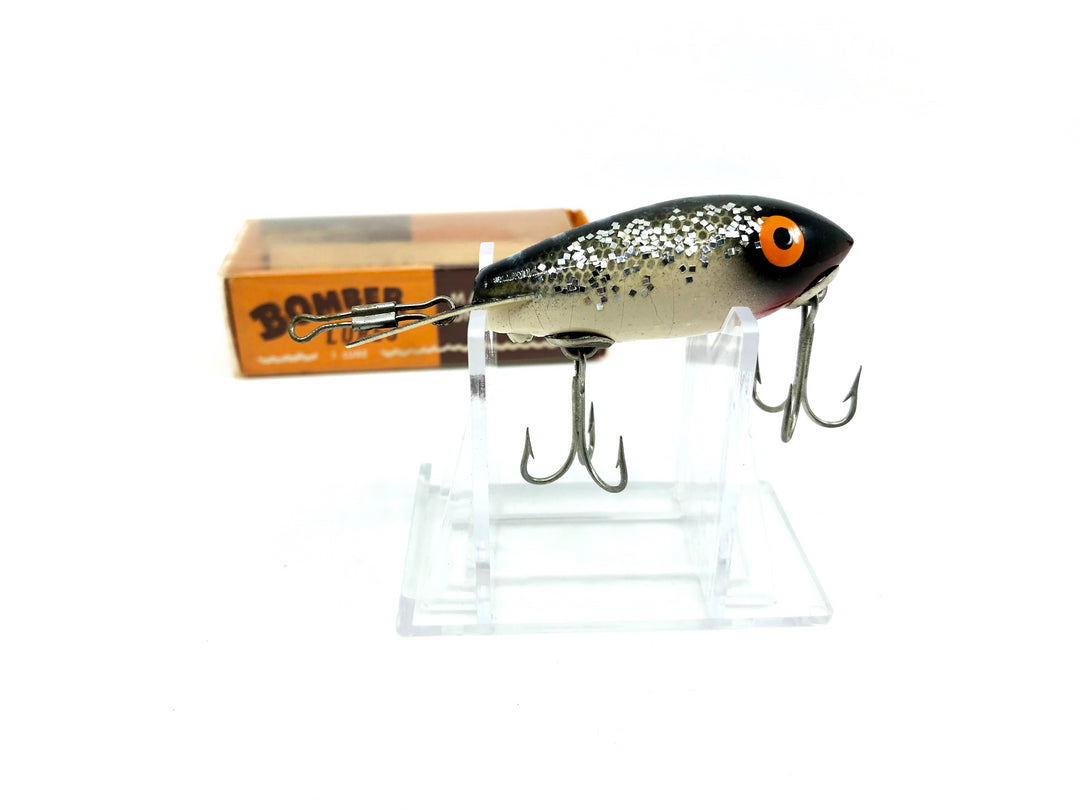 Vintage Wooden Bomber 372 Black Back White Belly Silver Sparkle Color with Box