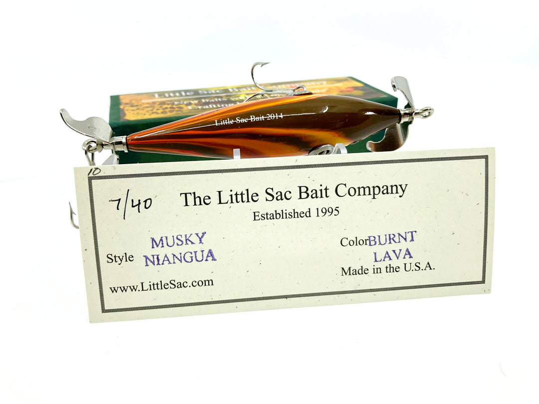 Little Sac Bait Company Musky Niangua Minnow Burnt Lava Color Signed Box 7/40