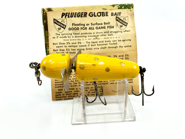 Pflueger Globe 3750 Yellow Gold Spots Color with Vintage Box Small Size