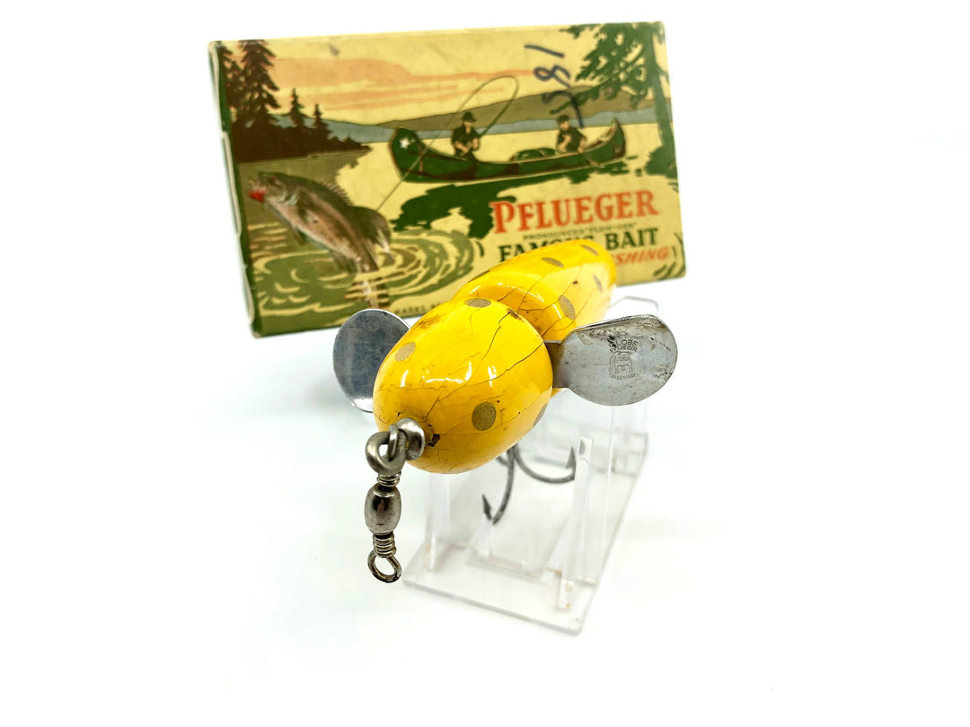 Pflueger Globe 3750 Yellow Gold Spots Color with Vintage Box Small Size