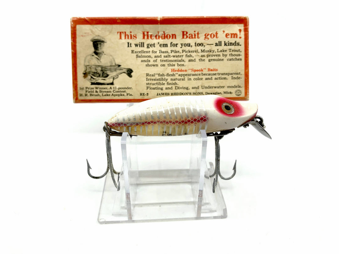 Heddon River Runt 9402XS White and Red Shore Minnow Color with Brush Box / Paper