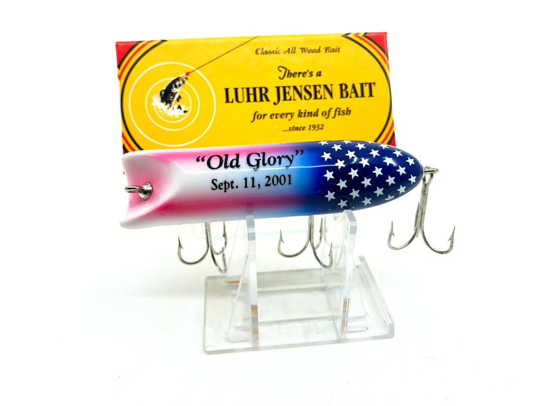 Luhr-Jensen South Bend "Old Glory" Sept. 11 2001 Bass-Oreno Red White Blue New in Box Signed by Phil Jensen #306