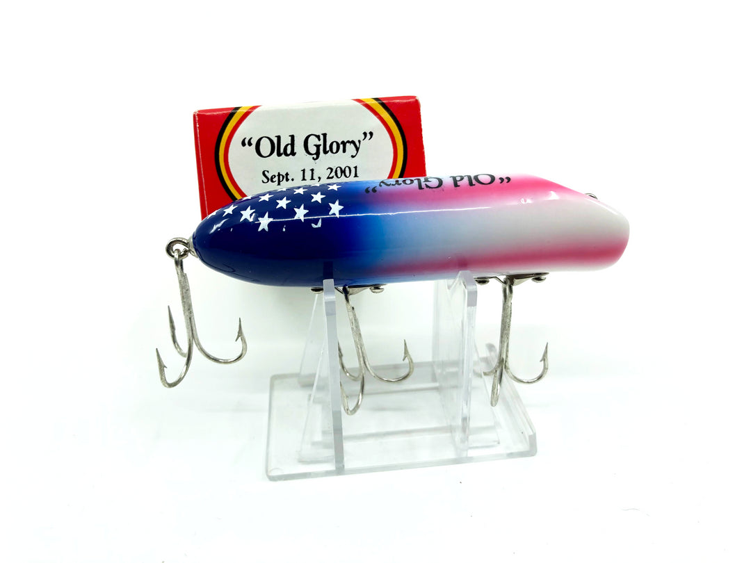 Luhr-Jensen South Bend "Old Glory" Sept. 11 2001 Bass-Oreno Red White Blue New in Box Signed by Phil Jensen #306