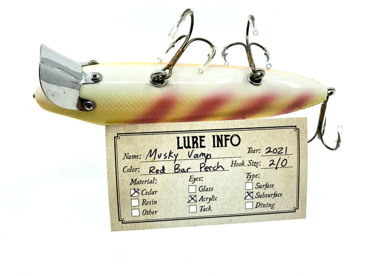 Chautauqua Custom Musky Vamp in Red Bar Perch Color