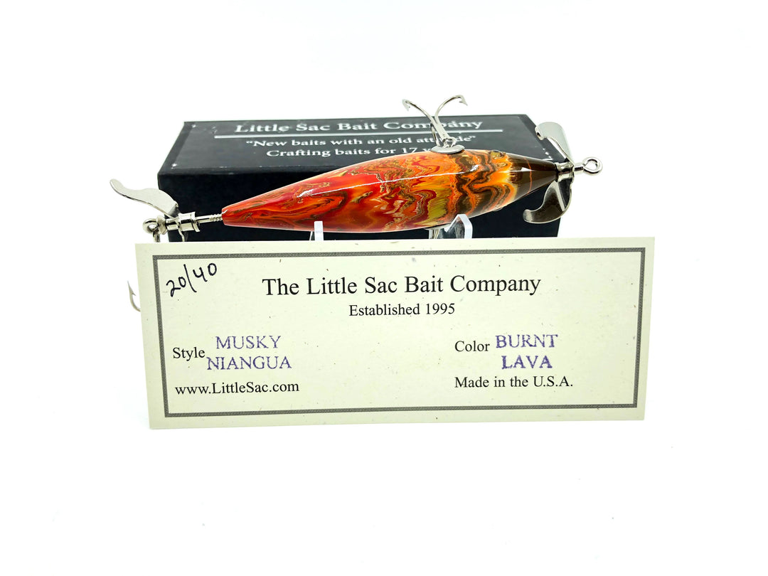 Little Sac Bait Company Musky Niangua Minnow Burnt Lava Color Signed Box 20/40