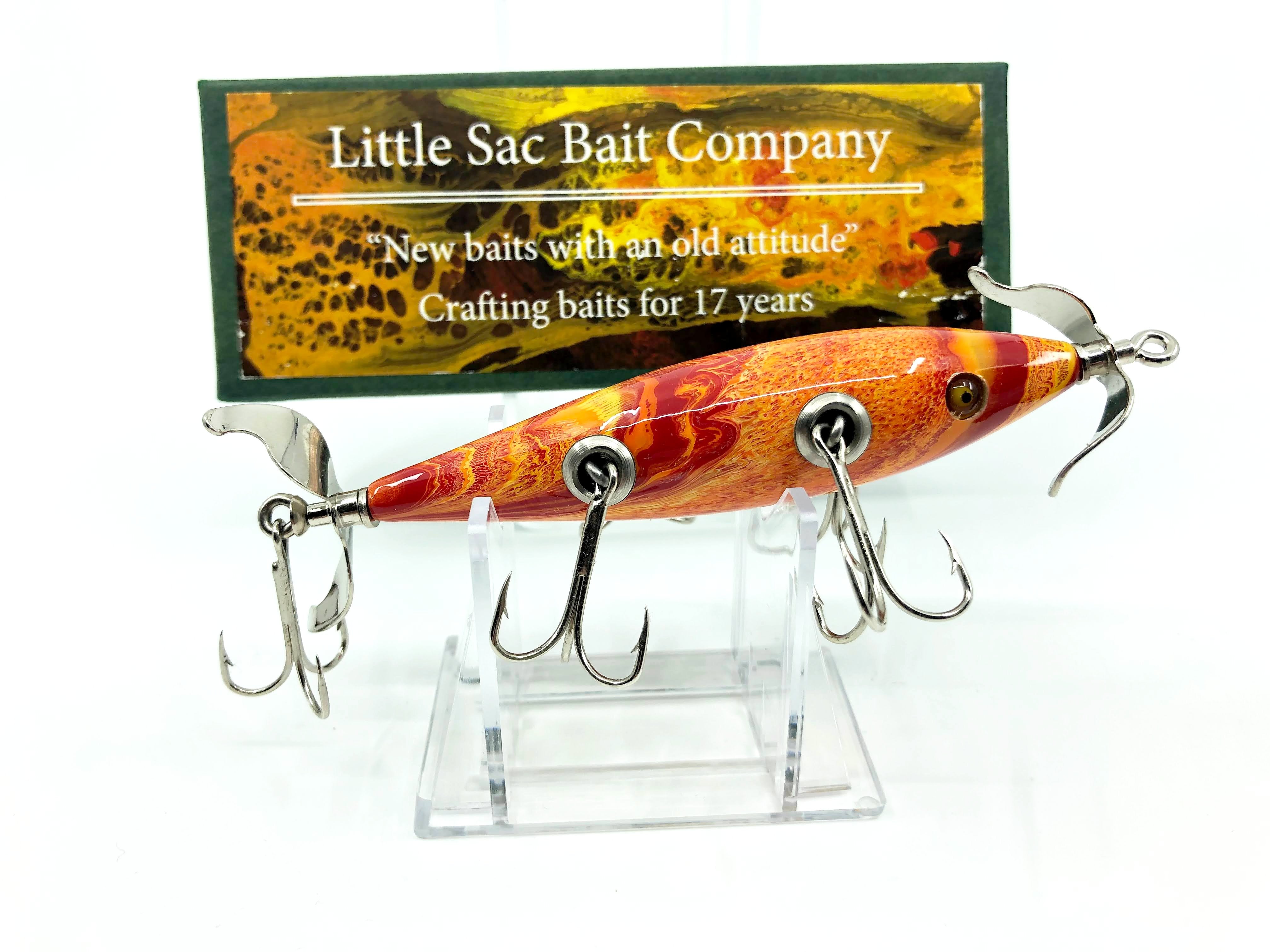 Esca In Legno Little Sac Bait Co Niangua Minnow Glasseye, Colore Blu Scala Luccio, Nuova Con Scatola