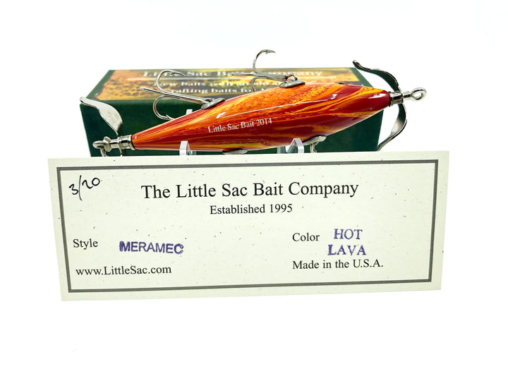 Little Sac Bait Company Meramec Minnow Hot Lava Color Signed Box 3/20