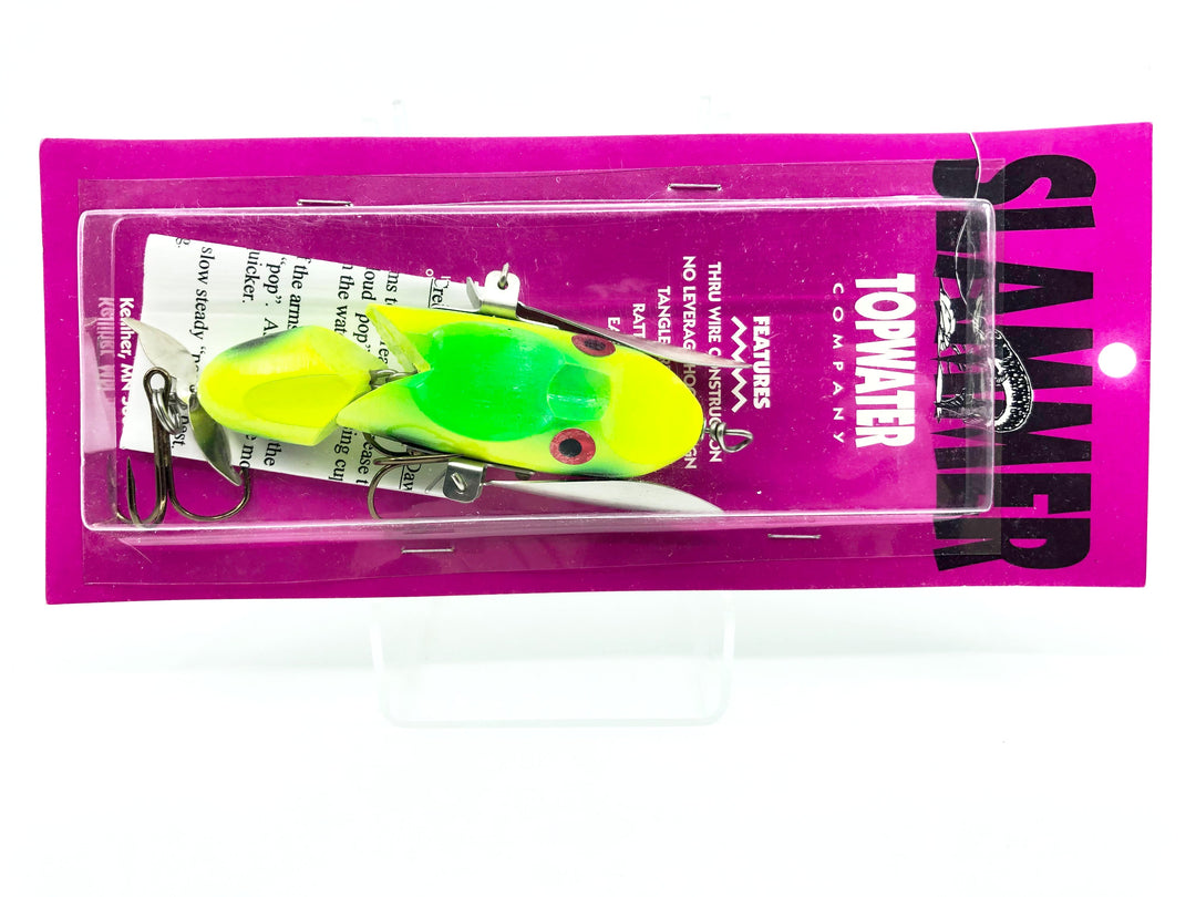 Slammer Jointed Creepin' Tom Topwater Musky Lure in Chartreuse Frog Color New on Card Old Stock