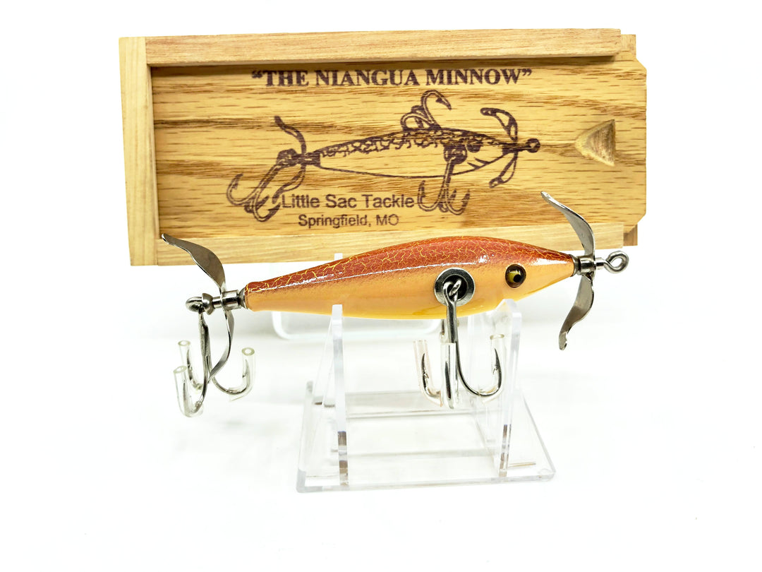 Little Sac Bait Company Niangua Minnow Brown Crackleback Color Signed Wooden Box