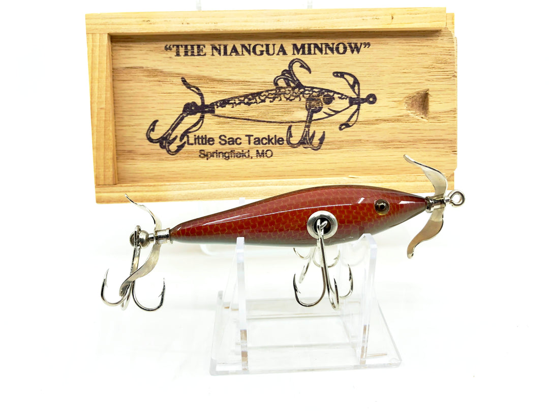 Little Sac Bait Company Niangua Minnow Red Scale Color Signed Wooden Box