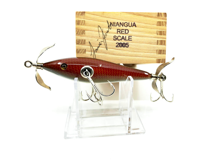 Little Sac Bait Company Niangua Minnow Red Scale Color Signed Wooden Box