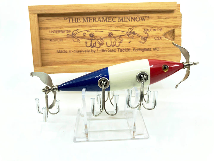 Little Sac Bait Company Meramec Minnow Red/White/Blue Color Signed Wooden Box 65/74 2004