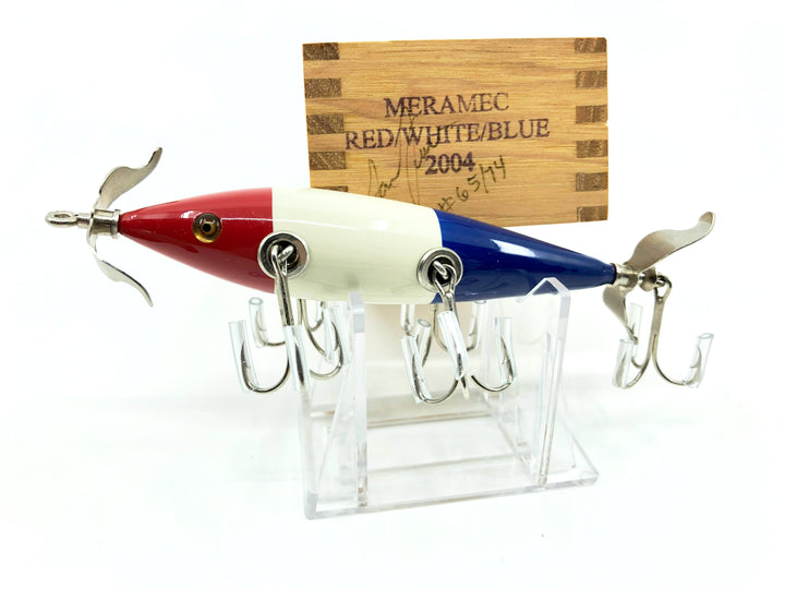 Little Sac Bait Company Meramec Minnow Red/White/Blue Color Signed Wooden Box 65/74 2004
