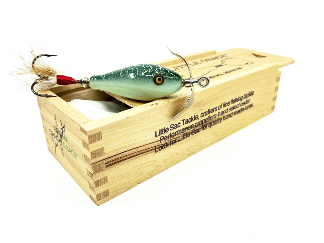 Little Sac Bait Company Little Osage Minnow Green Crackleback Color Wooden Box