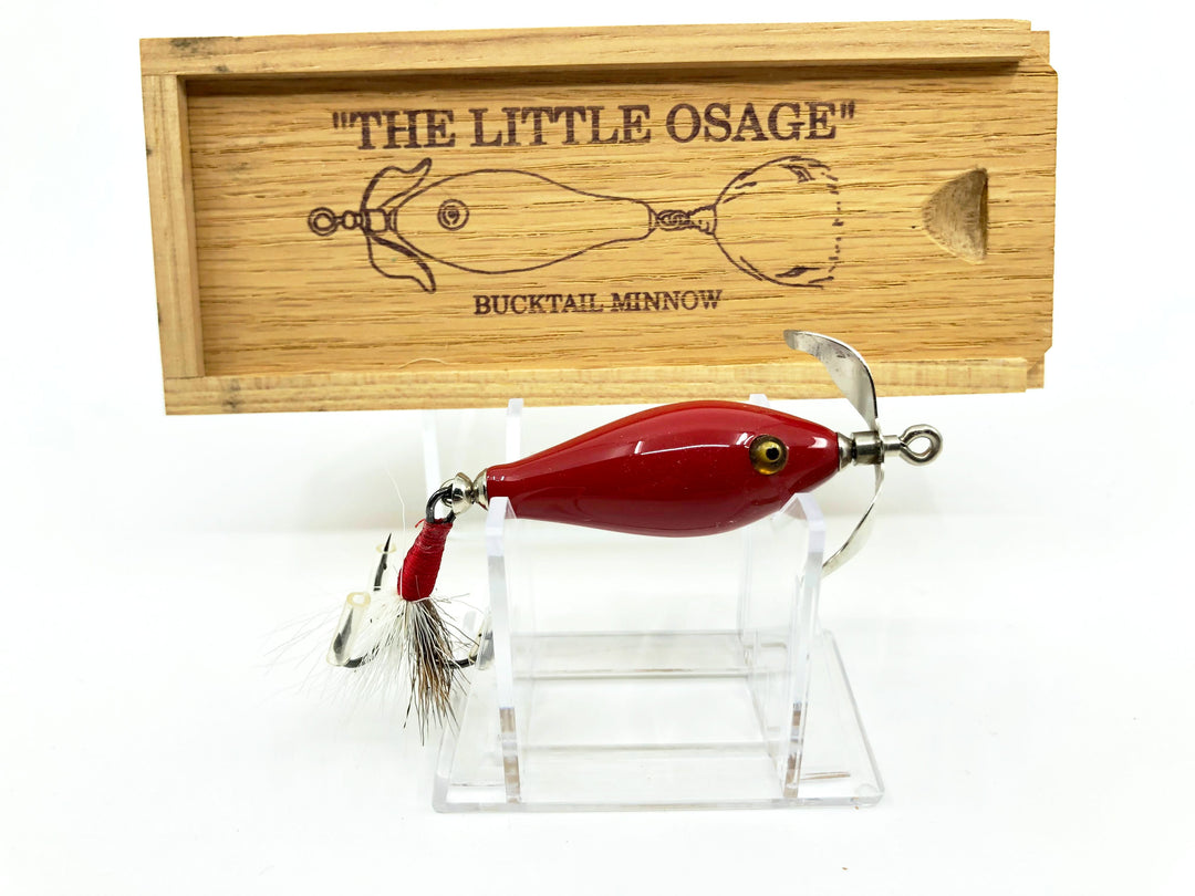 Little Sac Bait Company Little Osage Minnow Solid Red Color Signed Wooden Box
