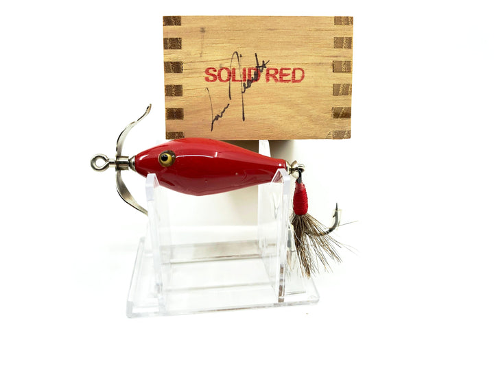 Little Sac Bait Company Little Osage Minnow Solid Red Color Signed Wooden Box
