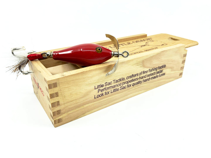 Little Sac Bait Company Little Osage Minnow Solid Red Color Signed Wooden Box