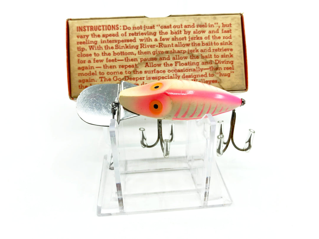 Heddon Go Deeper Midget River Runt D-9010-SR-XRW Spook Ray Red White (Pink Shore) Color with Box