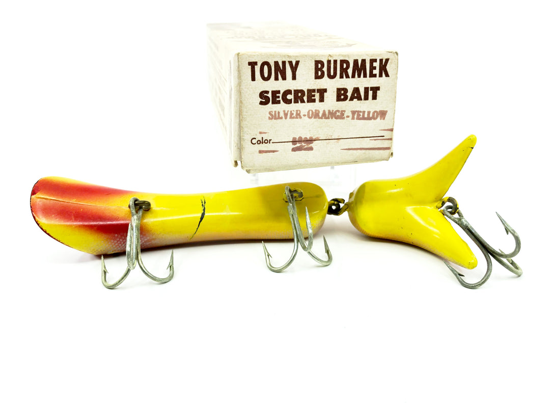 Tony Burmek Top Secret Musky Lure Silver Orange Yellow Color with Box