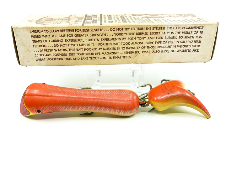 Tony Burmek Top Secret Musky Lure Silver Orange Yellow Color with Box