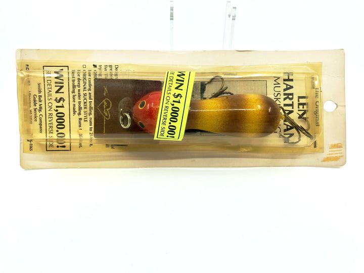 Len Hartman Musky Bug Lure in Brown and Yellow Color on Card