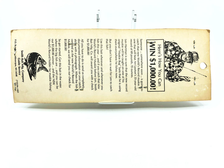 Len Hartman Musky Bug Lure in Brown and Yellow Color on Card