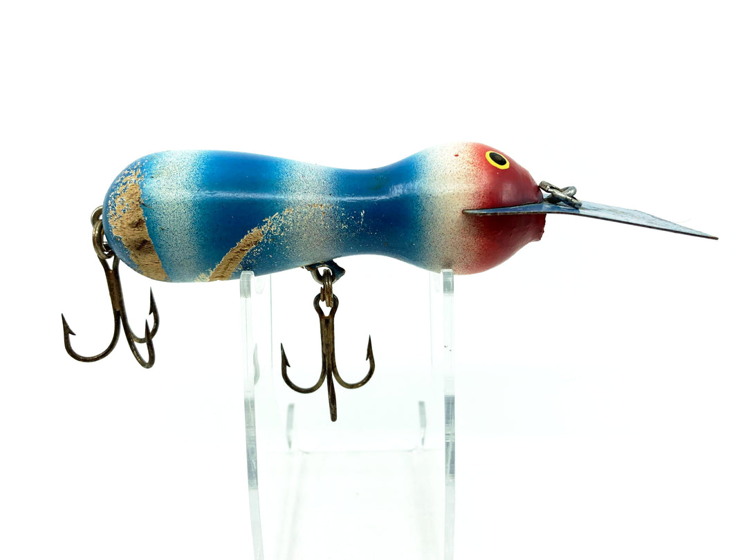 Len Hartman Musky Bug in Blue and White Color Wooden w/wear
