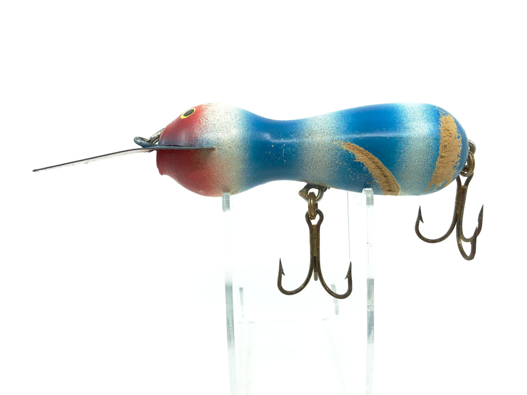 Len Hartman Musky Bug in Blue and White Color Wooden w/wear