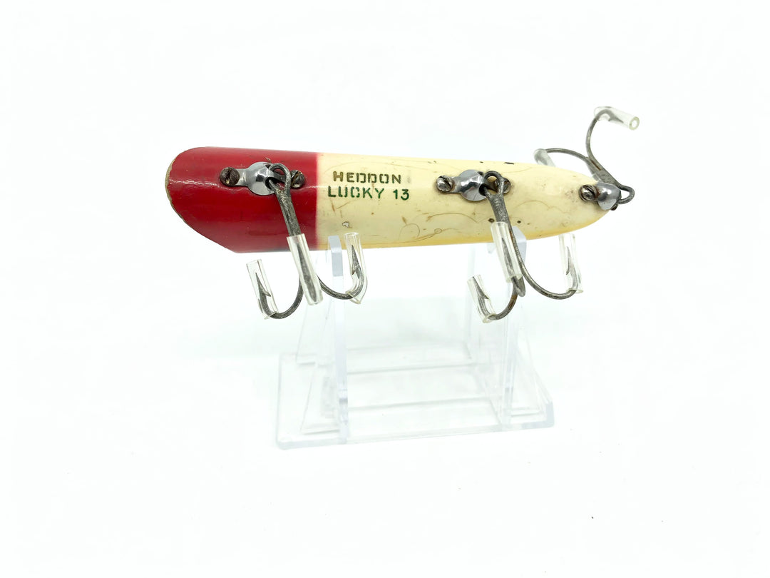 Heddon Wooden Lucky 13 Frog Scale Red Head Color JRH
