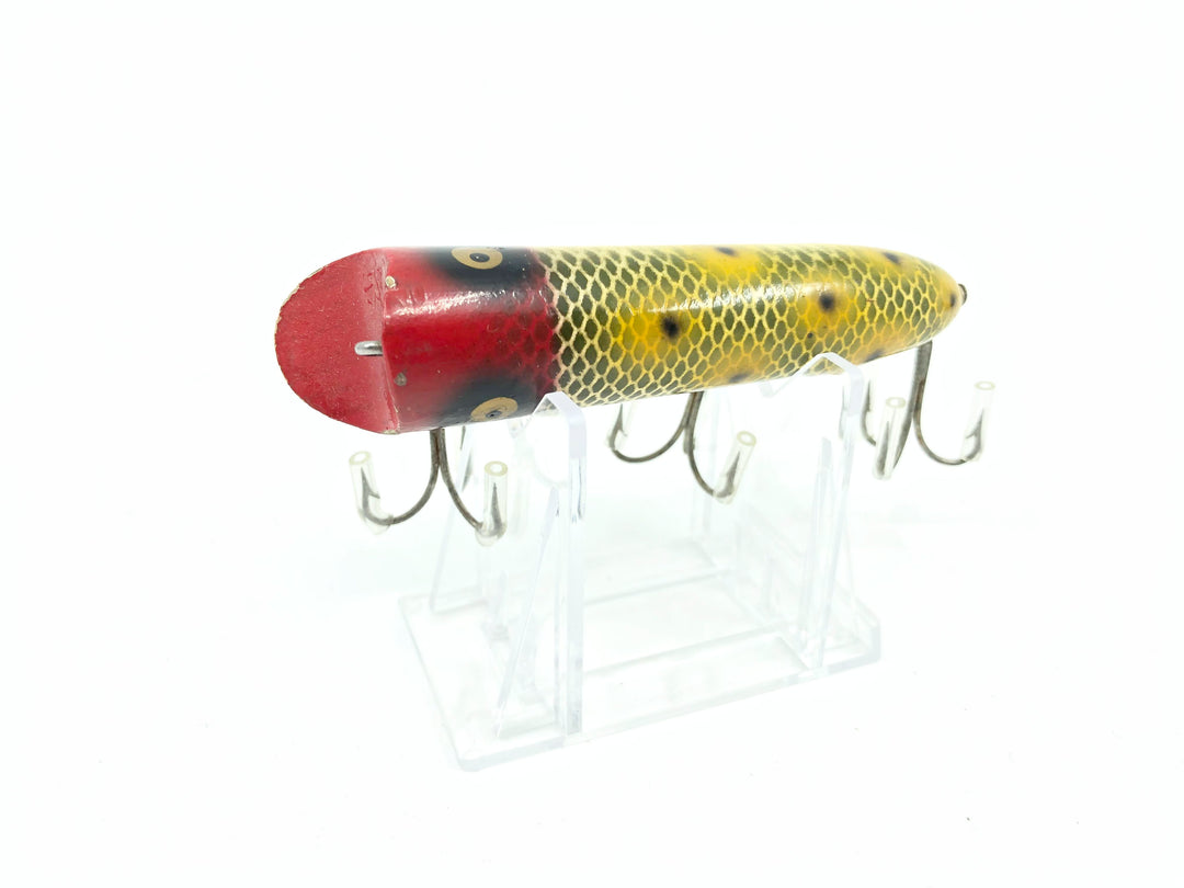 Heddon Wooden Lucky 13 Frog Scale Red Head Color JRH