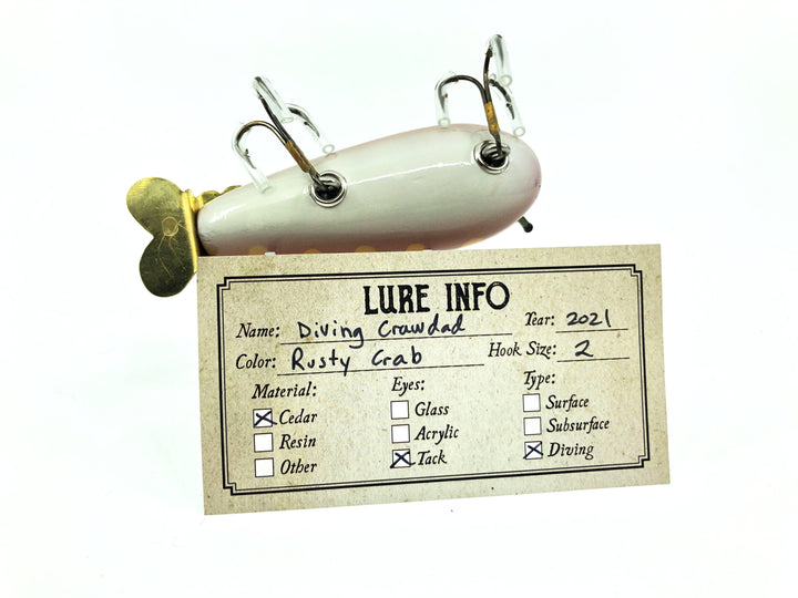 Chautauqua Special Order Wooden Diving Crawdad in Rusty Crab 2021 Color