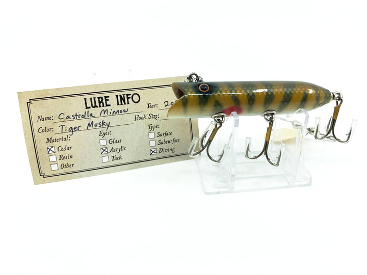Chautauqua Special Order Wooden Castrolla Minnow in Tiger Musky Color