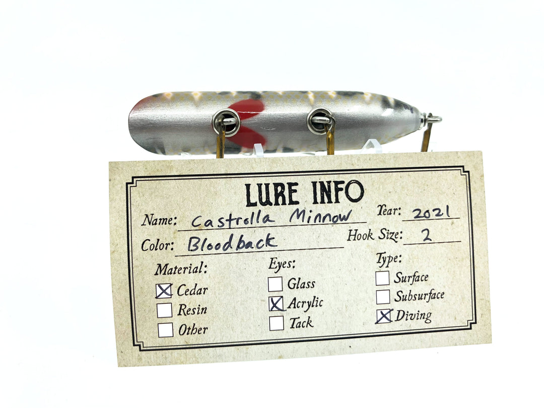 Chautauqua Special Order Wooden Castrolla Minnow in Bloodback Color