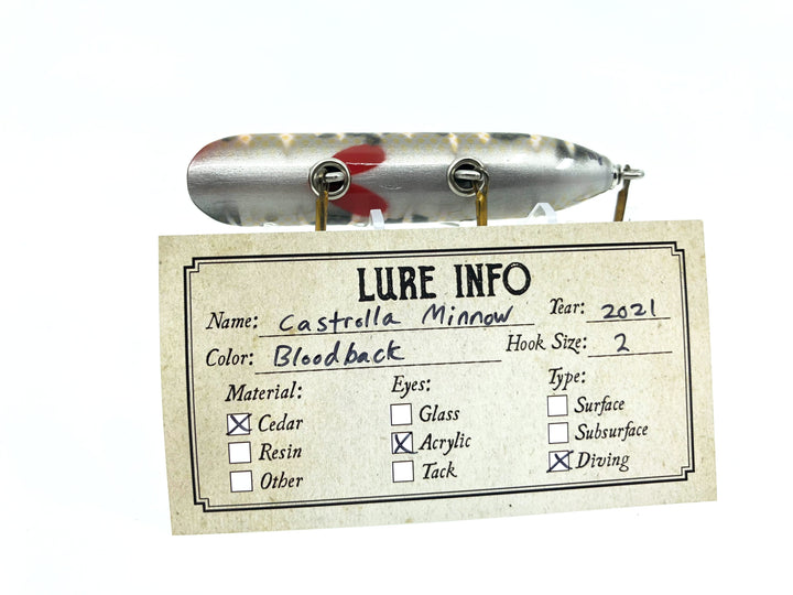 Chautauqua Special Order Wooden Castrolla Minnow in Bloodback Color