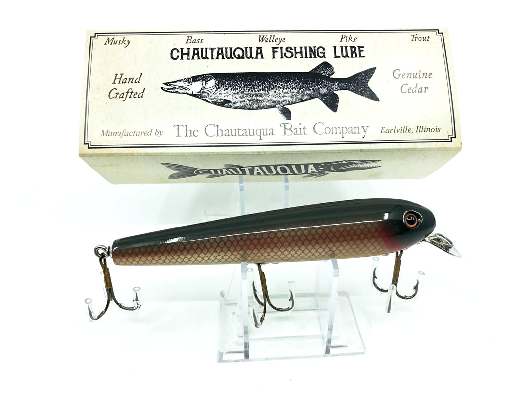 Chautauqua Special Order Wooden Skinny Minnow in Ruby Chub Color