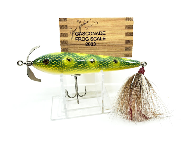 Little Sac Bait Company Gasconade Minnow Frog Scale 2003 Color Signed Wooden Box