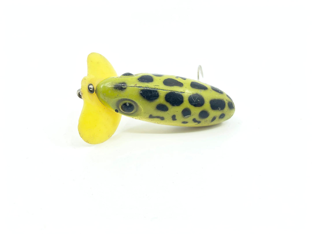 Arbogast Plastic Yellow Lip Jitterbug 1940's WWII Era Leopard Frog Color