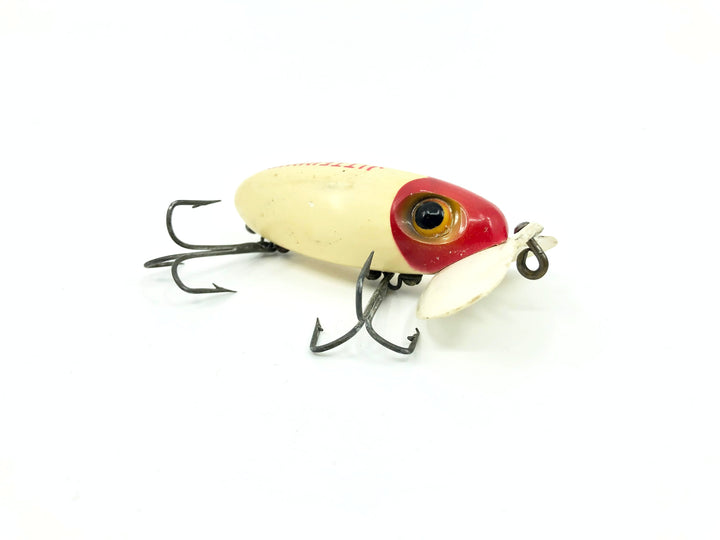 Arbogast Plastic White Lip Jitterbug 1940's WWII Era Red and White Color - War Bug!