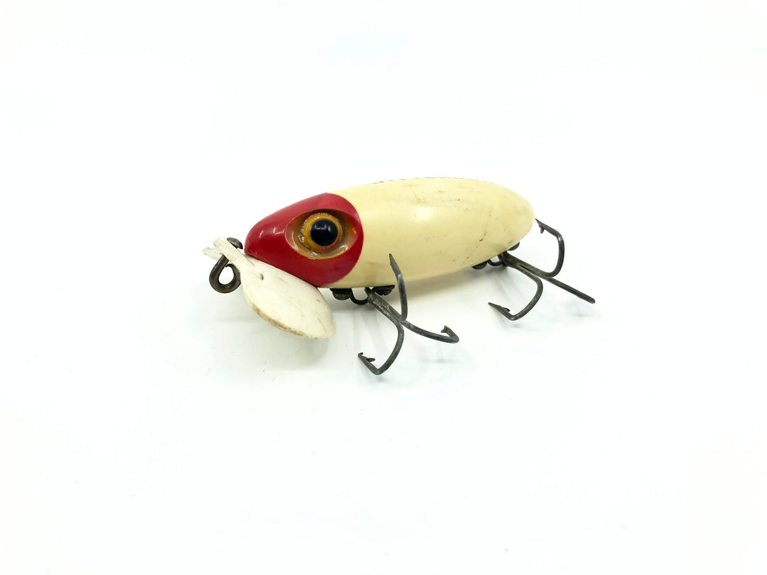 Arbogast Plastic White Lip Jitterbug 1940's WWII Era Red and White Color - War Bug!
