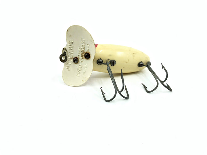 Arbogast Plastic White Lip Jitterbug 1940's WWII Era Red and White Color - War Bug!