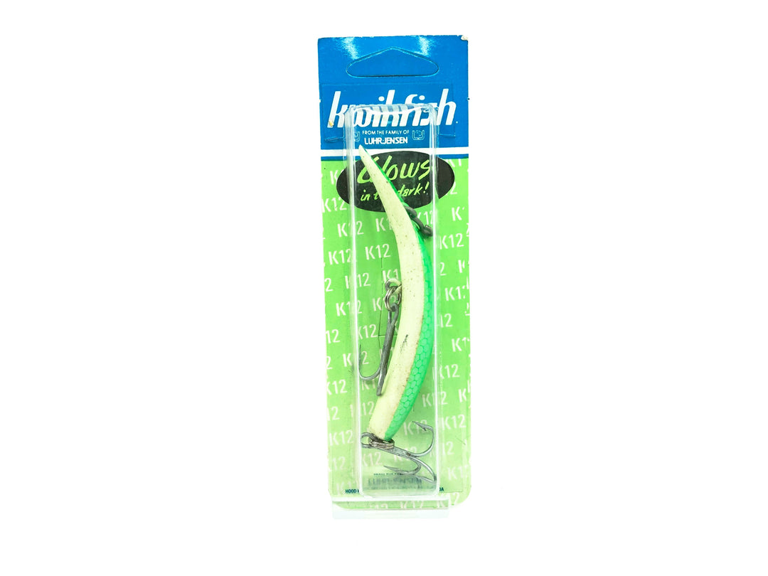 Kwikfish Luhr-Jensen K12 988 Glo Fluorescent Green Top Color New on Card Old Stock Tough!